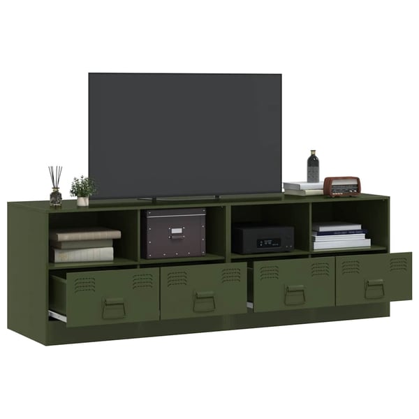 vidaXL TV-benker 2 stk olivengrønn 67x39x44 cm stål