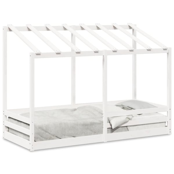 vidaXL Barneseng med tak hvit 75x190 cm heltre furu