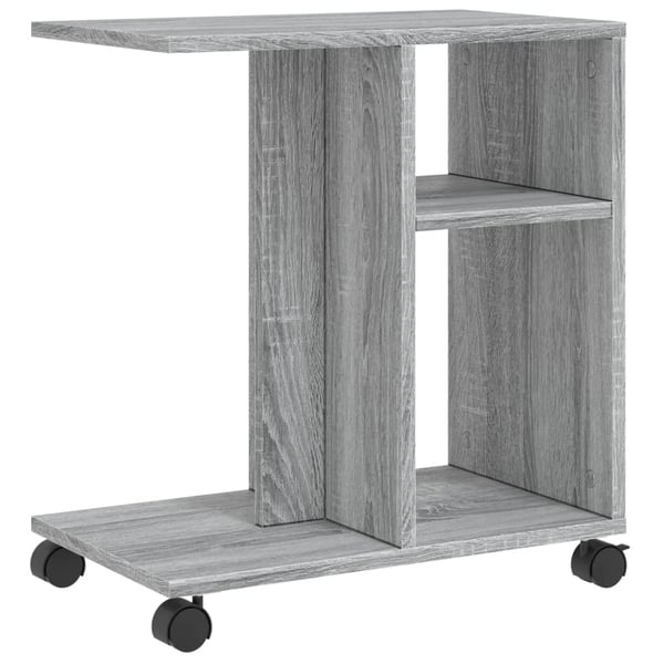 vidaXL Sidebord med hjul grå sonoma 50x30x55 cm konstruert tre