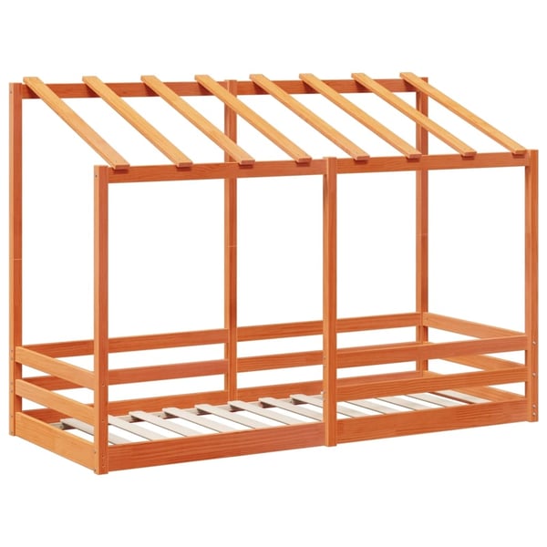 vidaXL Barneseng med tak voksbrun 90x190 cm heltre furu
