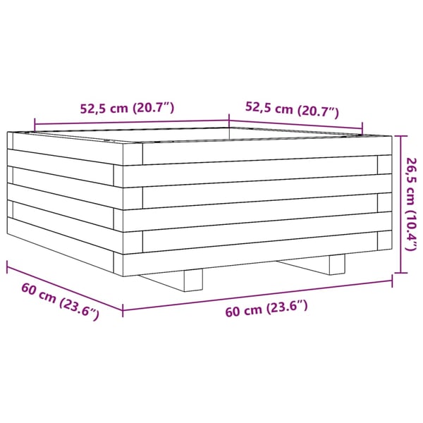 vidaXL Plantekasse 60x60x26,5 cm heltre furu