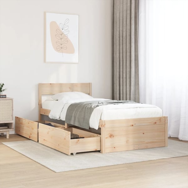 vidaXL Sängynrunko ilman patjaa 100x200 cm täysi mänty