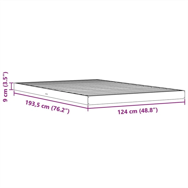 vidaXL Sengeramme brun 120x190 cm heltre furu