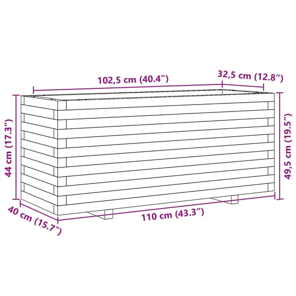 vidaXL plantekasse 110x40x49,5 cm massivt fyrretræ hvid