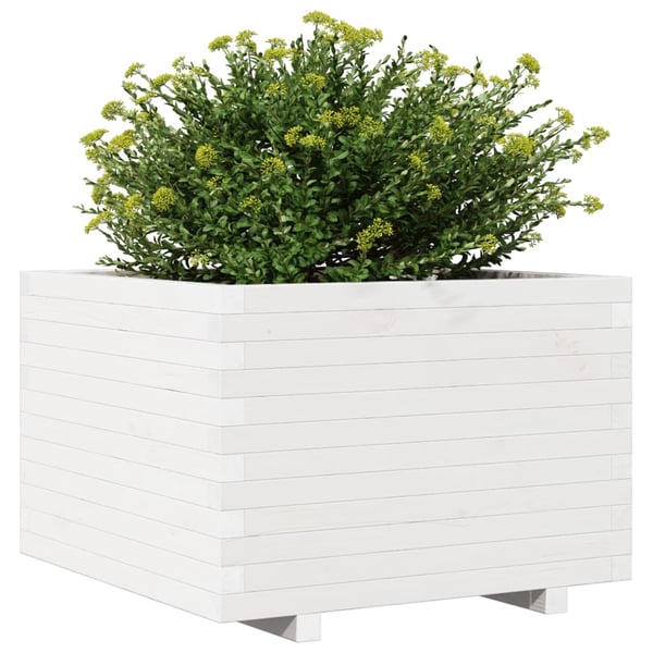 vidaXL Plantekasse hvit 70x70x49,5 cm heltre furu