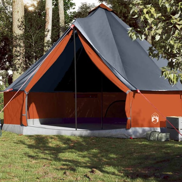 vidaXL Familietelt tipi for 10 personer grå og oransje vanntett