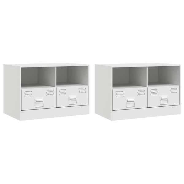 vidaXL TV-benker 2 stk hvit 67x39x44 cm stål