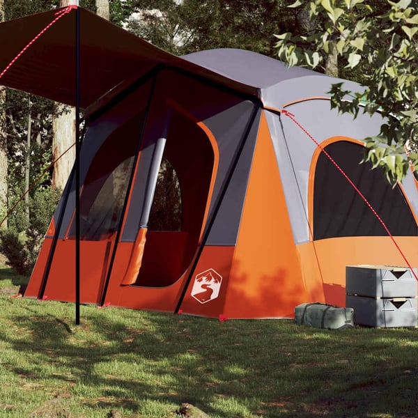 vidaXL 5-personers campingtelt vandtæt grå og orange