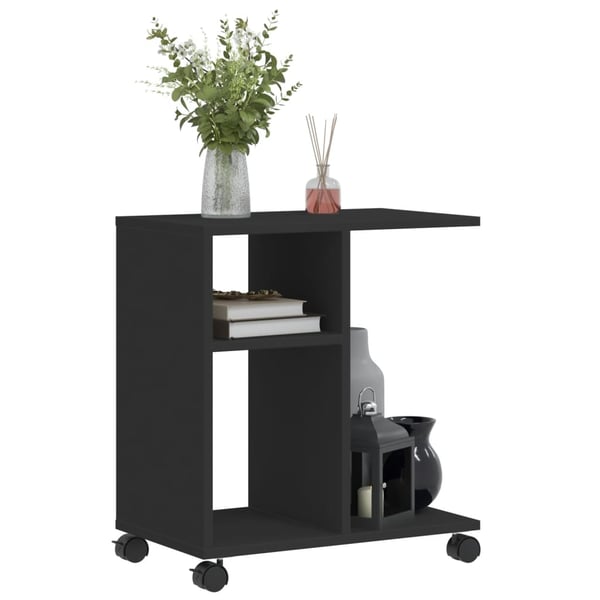 vidaXL sidebord med hjul 50x30x55 cm konstrueret træ sort