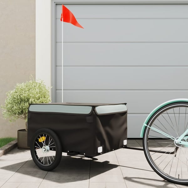 vidaXL cykelanhænger 45 kg jern sort og grå