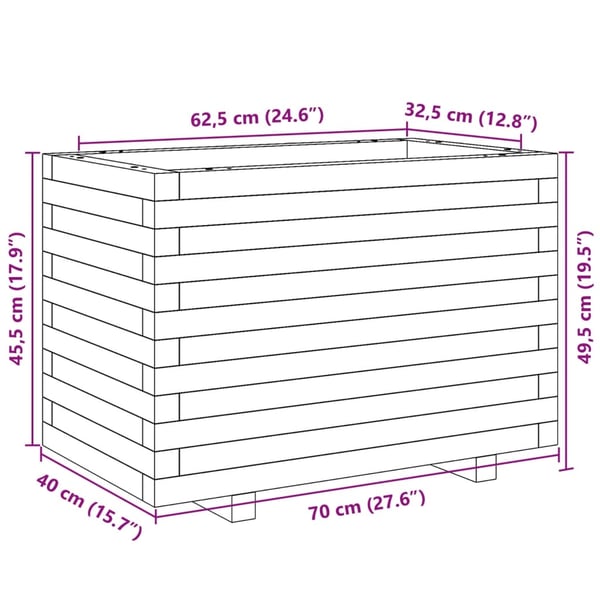 vidaXL Plantekasse 70x40x49,5 cm impregnert furu
