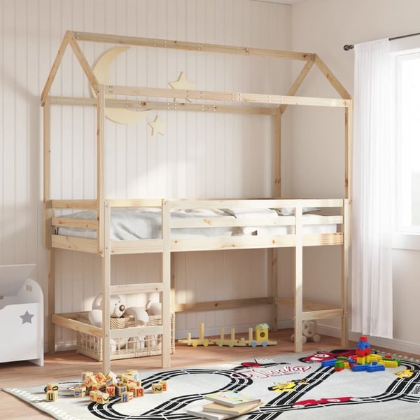 vidaXL Tak for barneseng 217x95,5x159 cm heltre furu
