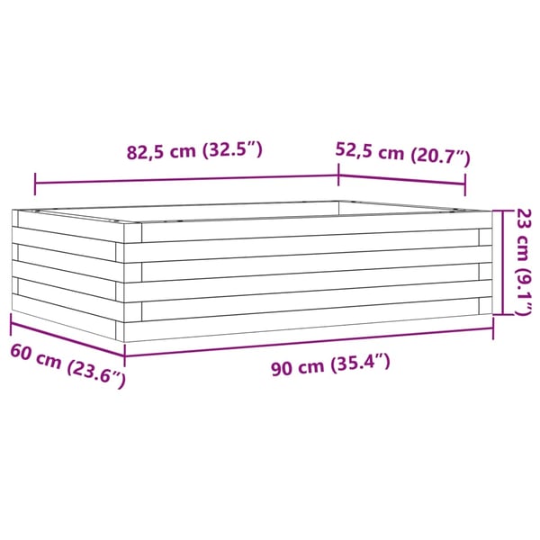 vidaXL Hageplantekasse hvit 90x60x23 cm heltre furu