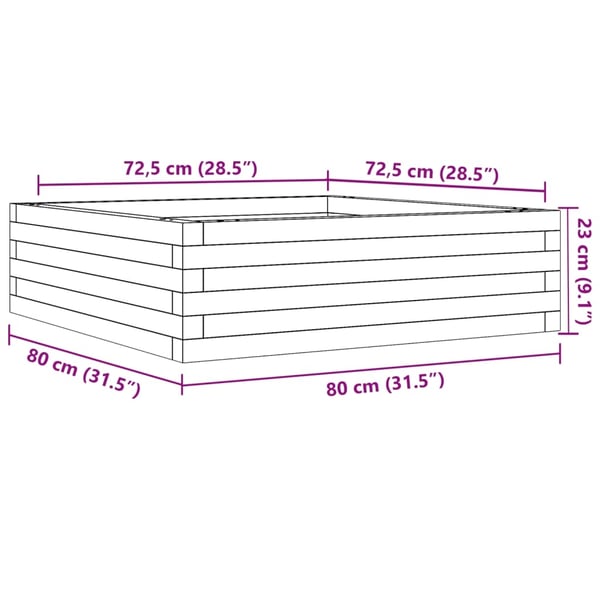 vidaXL Hageplantekasse voksbrun 80x80x23 cm heltre furu