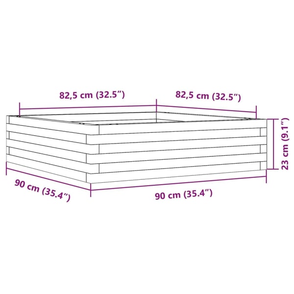 vidaXL plantekasse 90x90x23 cm massivt fyrretræ hvid