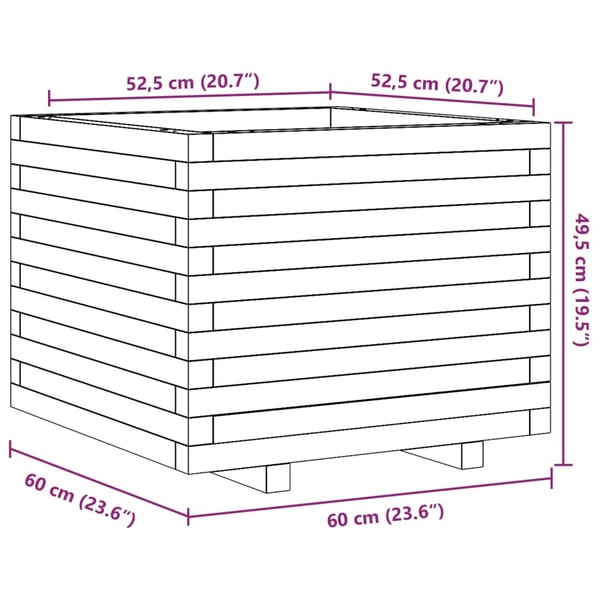 vidaXL Plantekasse 60x60x49,5 cm heltre furu