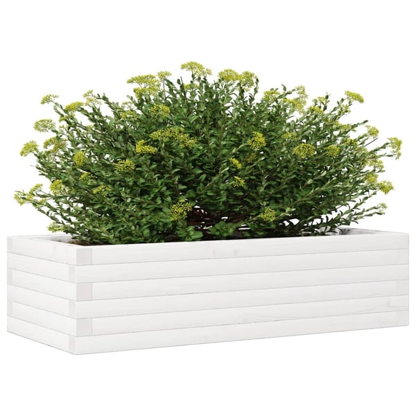 vidaXL plantekasse 90x40x23 cm massivt fyrretræ hvid