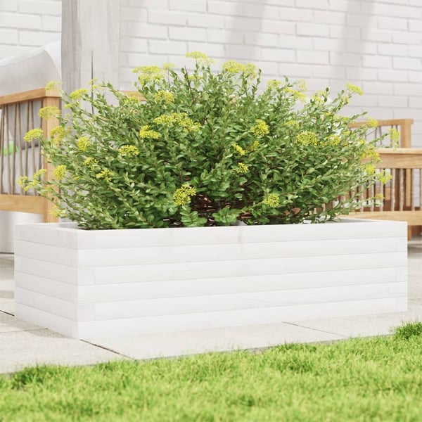 vidaXL plantekasse 90x40x23 cm massivt fyrretræ hvid