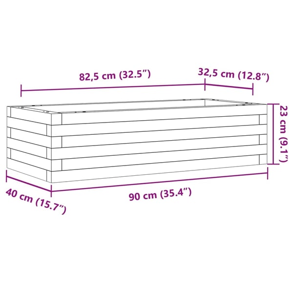 vidaXL plantekasse 90x40x23 cm massivt fyrretræ hvid