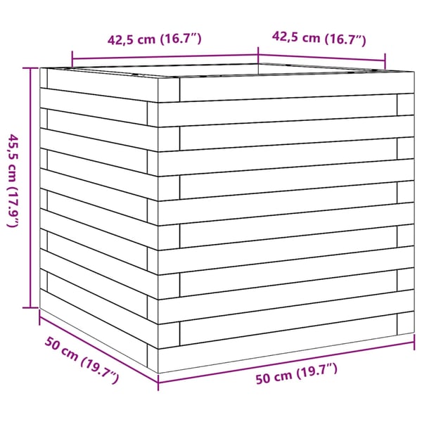 vidaXL Plantekasse hvit 50x50x45,5 cm heltre furu