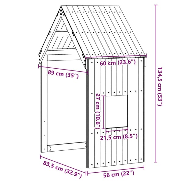 vidaXL Tak for barneseng 60x89x134,5 cm heltre furu