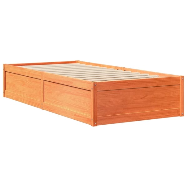 vidaXL Sengeramme uten madrass voksbrun 100x200 cm heltre furu