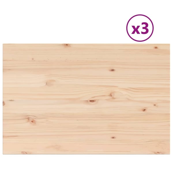 vidaXL Bordplater 3 stk 80x53x2,5 cm rektangulær heltre furu