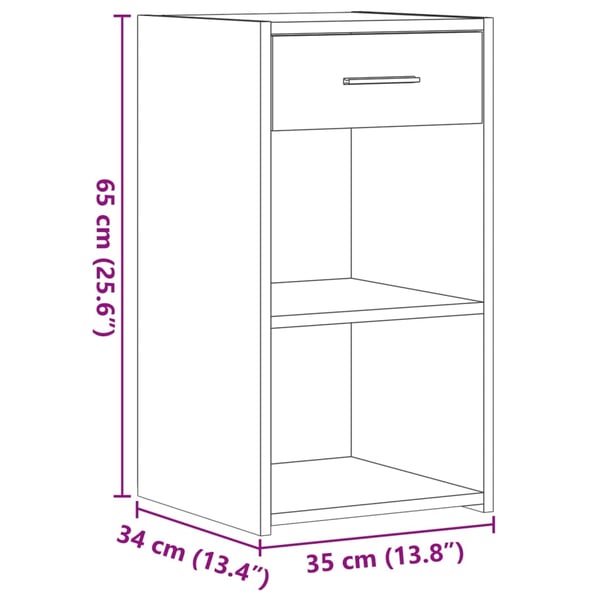 vidaXL Nattbord 2 stk røkt eik 35x34x65 cm konstruert tre