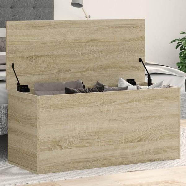 vidaXL Oppbevaringsboks sonoma eik 100x42x46 cm konstruert tre