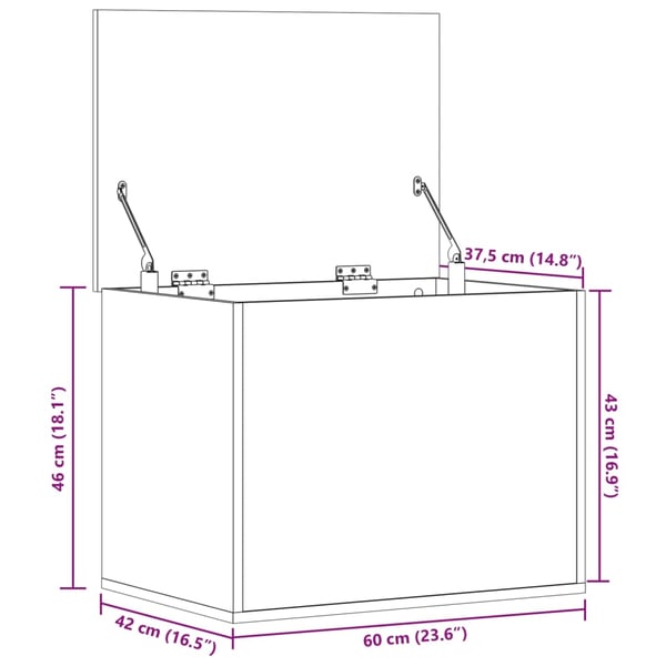 vidaXL Oppbevaringsboks betonggrå 60x42x46 cm konstruert tre