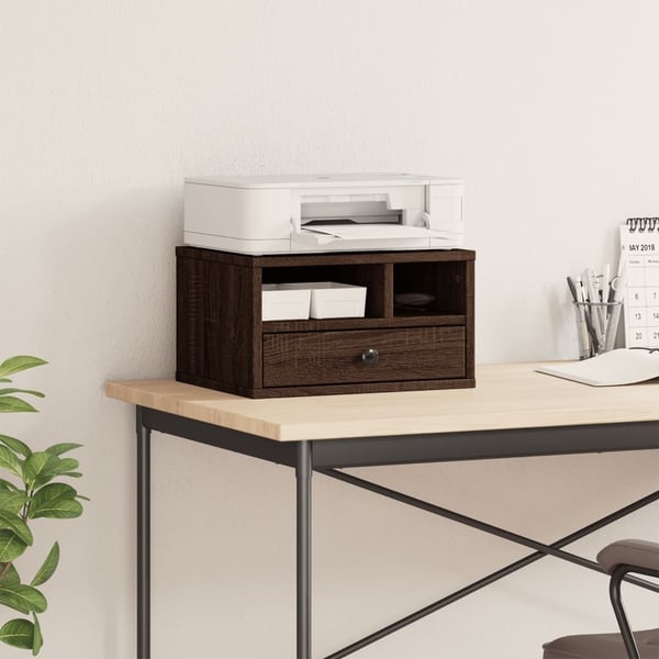 vidaXL printerstativ 40x32x22,5 cm konstrueret træ brunt egetræ