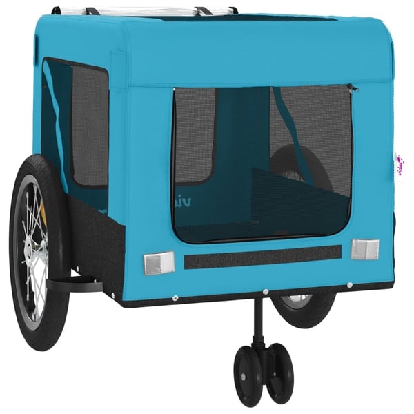 vidaXL hundetrailer til cykel oxfordstof og jern blå og sort