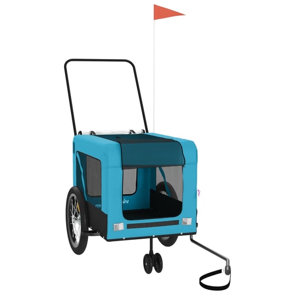 vidaXL hundetrailer til cykel oxfordstof og jern blå og sort