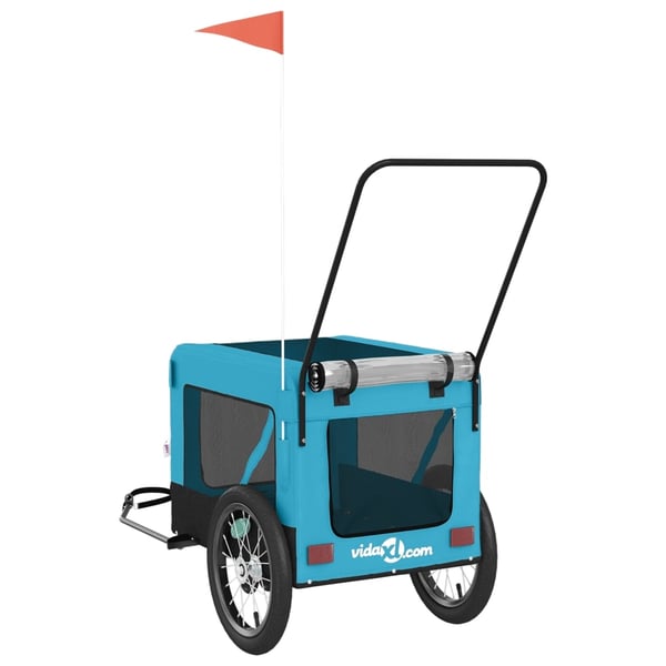 vidaXL hundetrailer til cykel oxfordstof og jern blå og sort