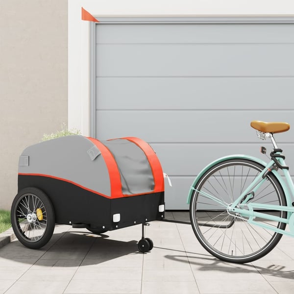 vidaXL cykelanhænger 45 kg jern sort og orange