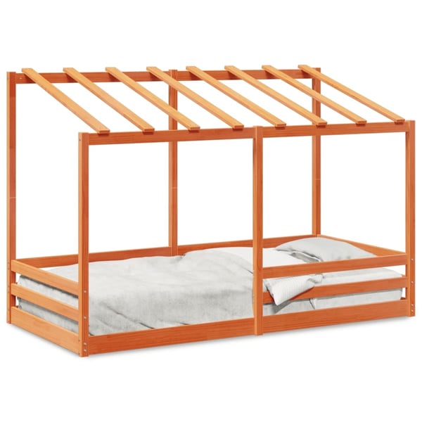 vidaXL Barneseng med tak voksbrun 80x200 cm heltre furu