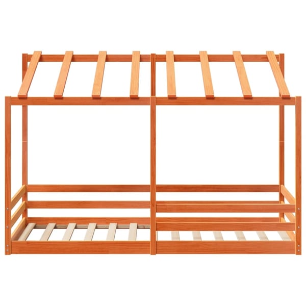 vidaXL Barneseng med tak voksbrun 80x200 cm heltre furu