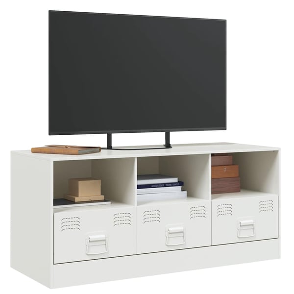 vidaXL tv-bord 99x39x44 cm stål hvid