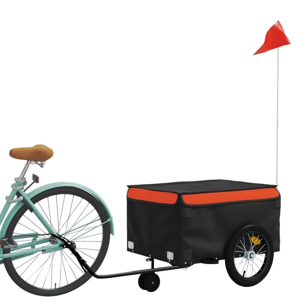 vidaXL Sykkelvogn svart og oransje 45 kg jern