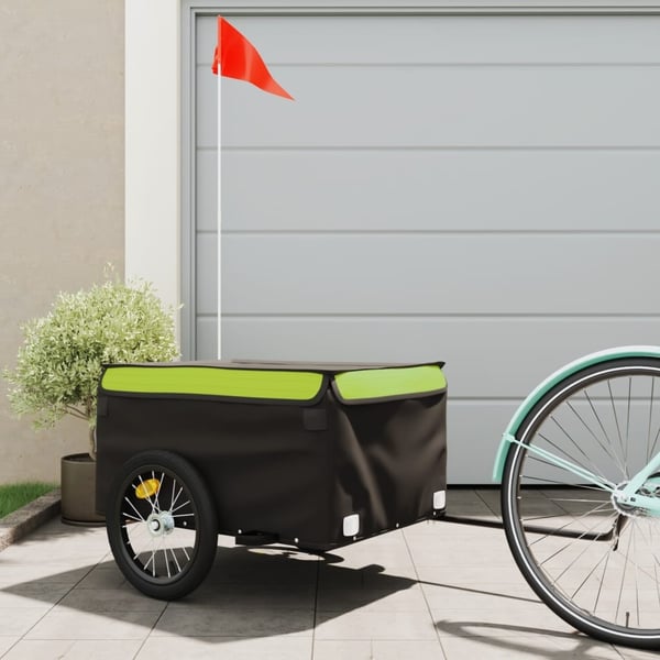 vidaXL cykelanhænger 45 kg jern sort og grøn