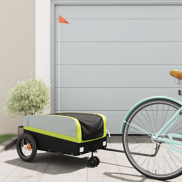 vidaXL cykelanhænger 30 kg jern sort og grøn