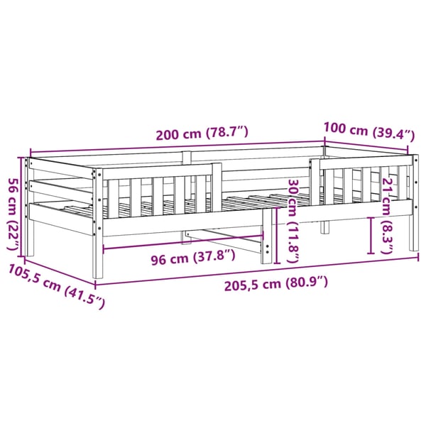vidaXL Sengeramme uten madrass 100x200 cm heltre furu