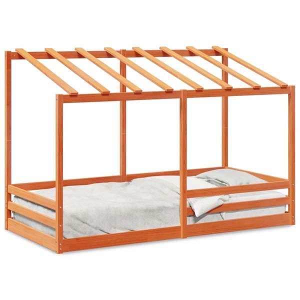 vidaXL Tak for barneseng voksbrun 100x200 cm heltre furu