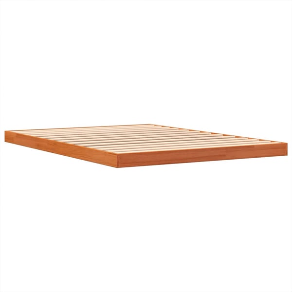 vidaXL sengeramme 135x190 cm massivt fyrretræ brun