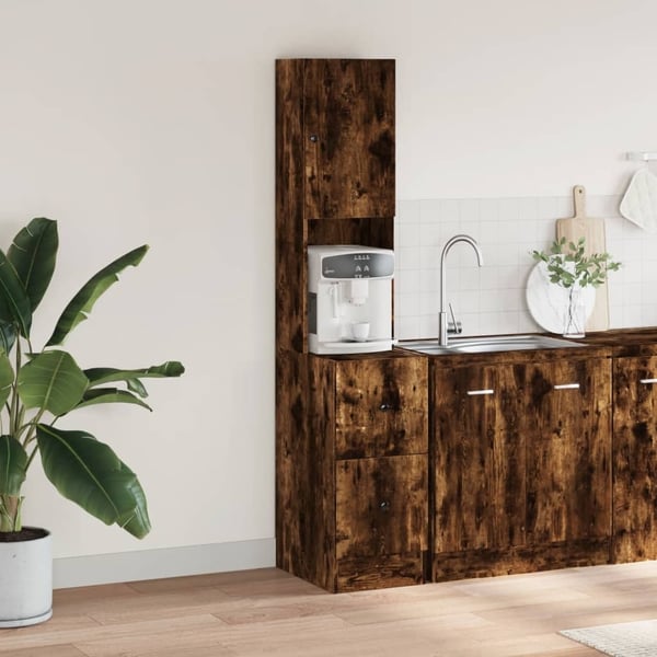 vidaXL Kjøkkenskap røkt eik 35x50x180 cm konstruert tre