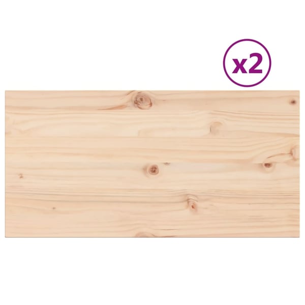 vidaXL Bordplater 2 stk 90x45x2,5 cm rektangulær heltre furu