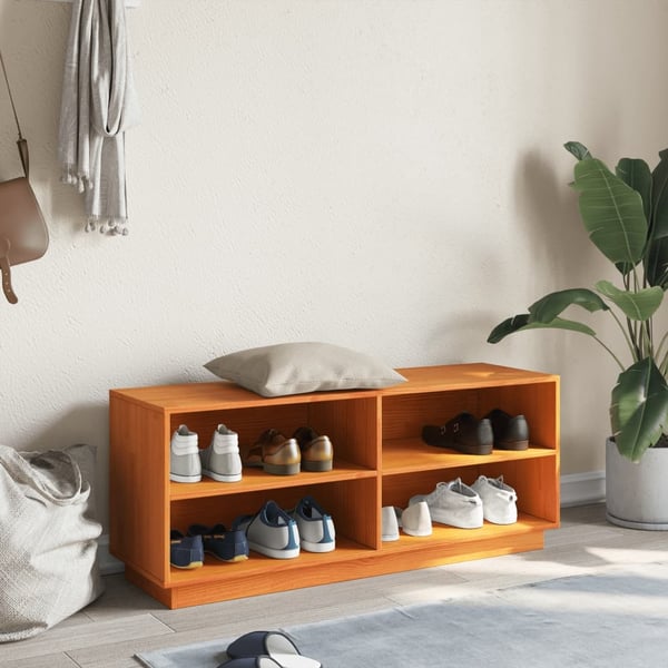 vidaXL TV-benk voksbrun 110x34x45 cm heltre furu
