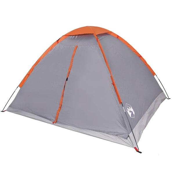 vidaXL Kuppeltelt for camping 4 personer grå og oransje vanntett