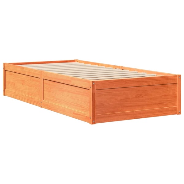 vidaXL Sengeramme uten madrass voksbrun 90x200 cm heltre furu