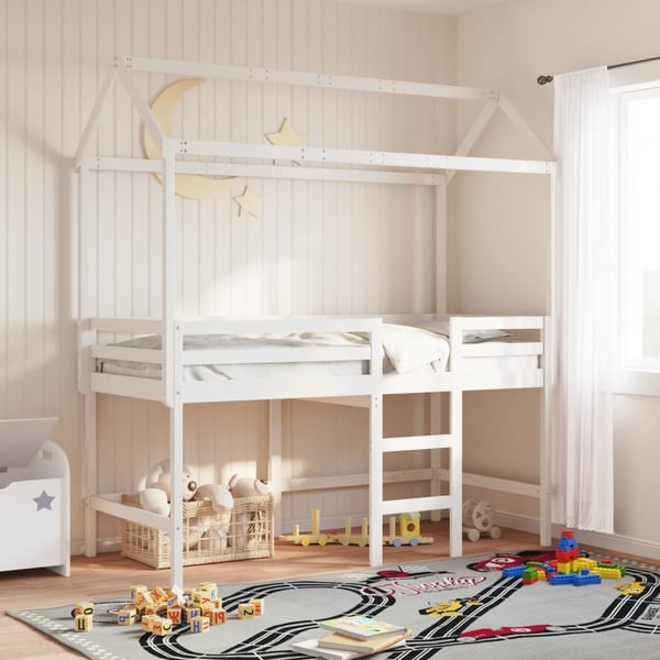 vidaXL Tak for barneseng hvit 217x95,5x159 cm heltre furu